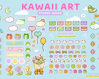 Procreate Kawaii Sticker Design Stamp Pack