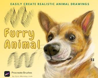 Procreate Furry Animal Brush Pack 1 • NEW BRUSHES ADDED • colored pencil effect