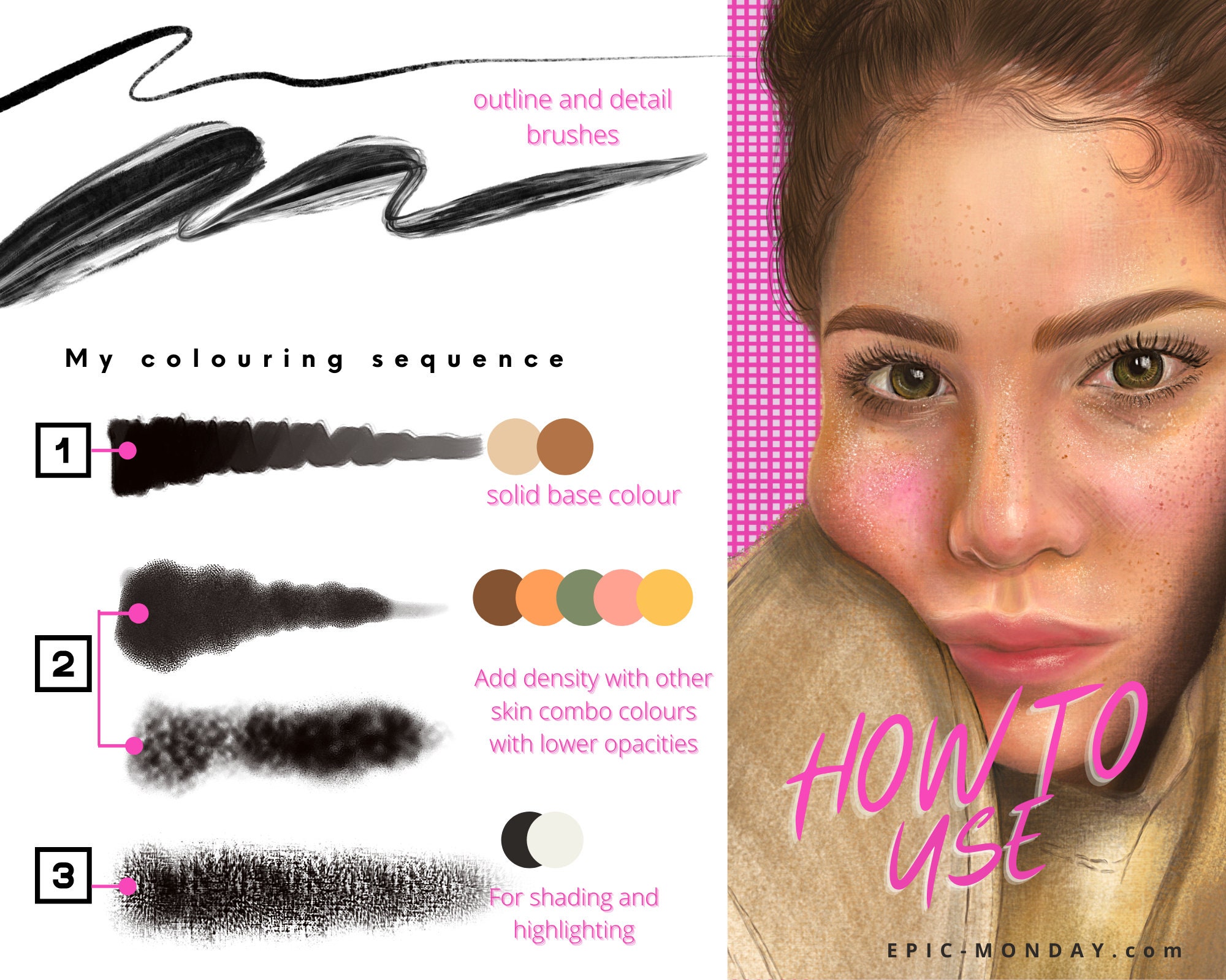 Realistic Portrait Procreate Brushes Freckles Brush Brow Etsy Hong Kong