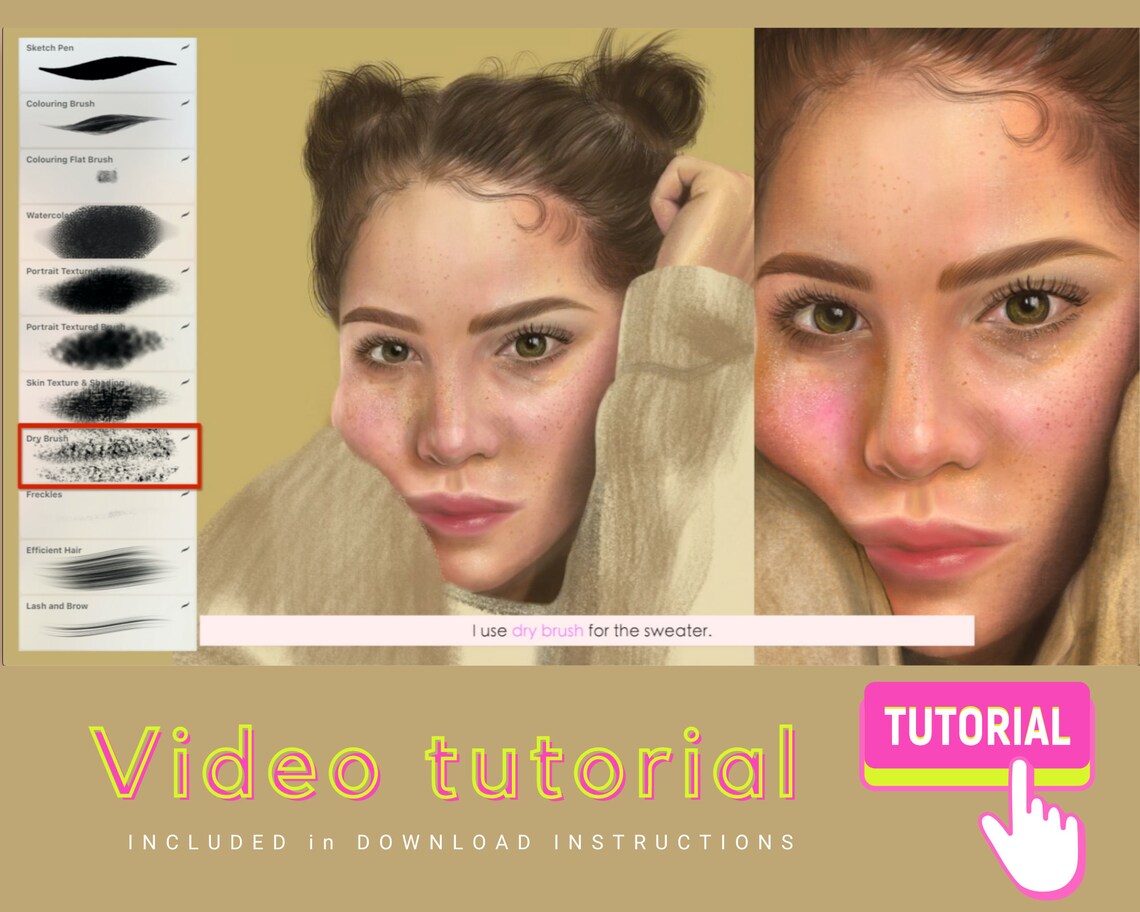 Realistic Portrait Procreate Brushes Freckles Brush Brow Etsy Hong Kong