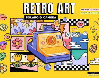 Procreate Retro Polaroid Camera Stamp Pack