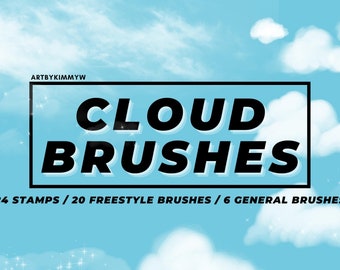 Procreate Cloud Brushes • 50 high resolution • background drawing fluffy clouds • Anime • Manga• Wallpaper