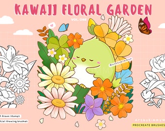 Procreate Kawaii Floral Garden Brush Pack