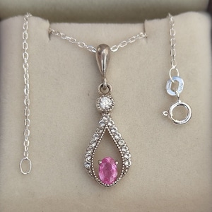 Pink Sapphire Pendant with Moissanite Diamond Pink Sapphire necklace for Her Pink Sapphire Jewelry Latest Sapphire Jewelry Precious Jewelry