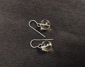 Golden Rutile earrings , 92.5 sterling silver earrings for girls,Fine cut rutile round ball earrings for her