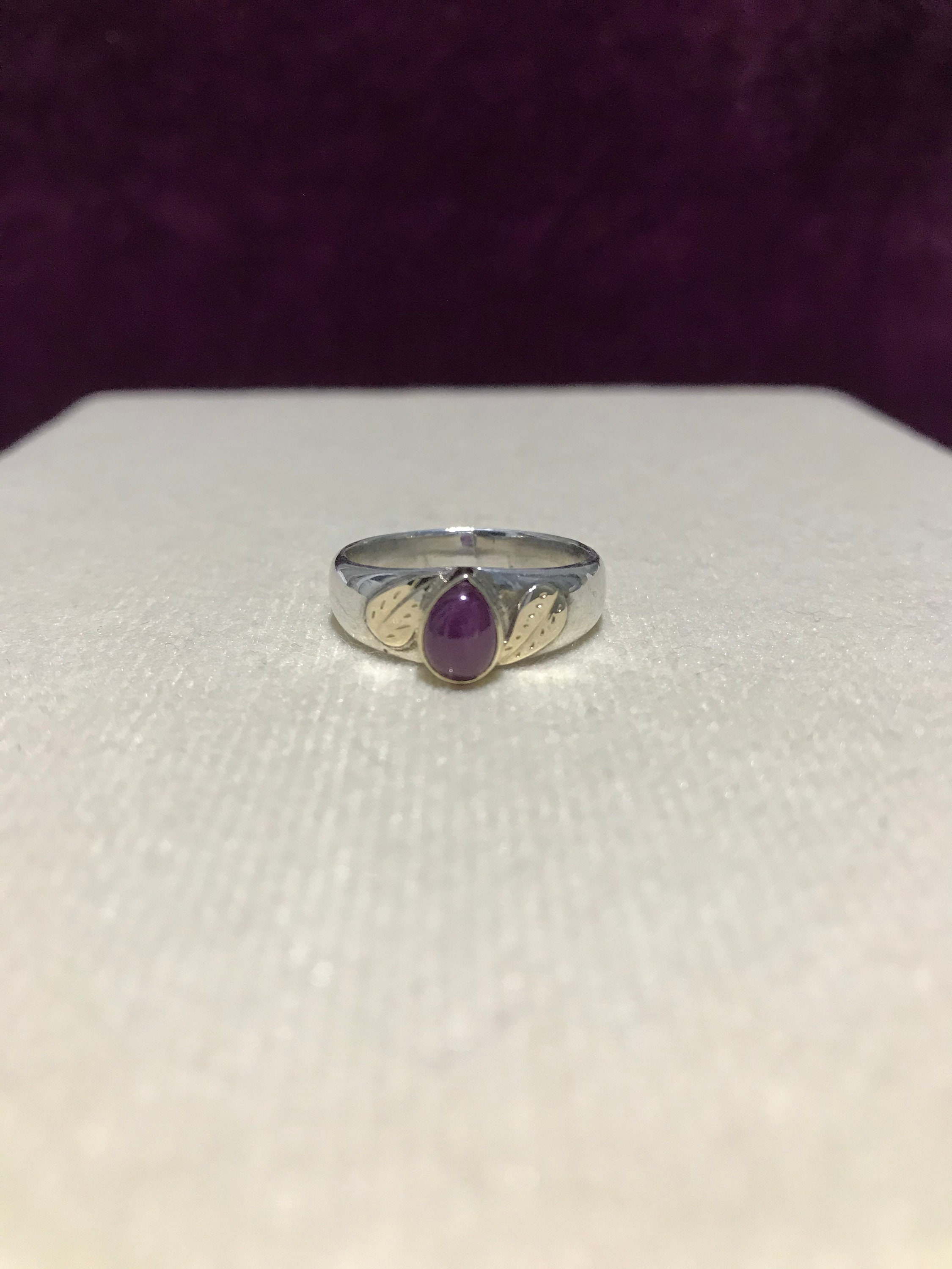 Natural Ruby Ring with 14k gold design92.5 sterling silver | Etsy