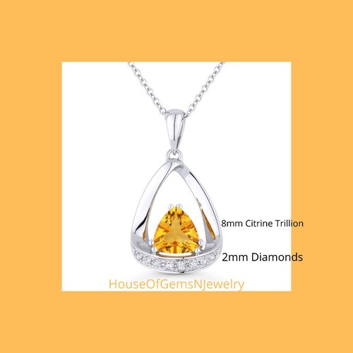 Citrine Trillion Pendant,Citrine Neckalce,Citrine jewelry,Pendant for her,gift for her,Anniversary Gift,Sterling silver Pendant,November Ge shops