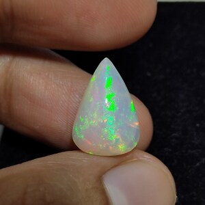 Ethiopian Pear Opal Multi Fire White Base Opal Full Flash Fire 15.5×10.5×7.5mm Opal Cabochon for Jewelry Making