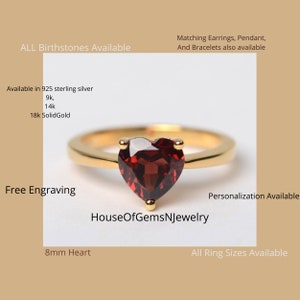 Garnet Heart Ring in Silver Love promise Ring Heart cut gemstone Ring Garnet Love Rings Valentine Ring January Birthstone Ring for her Gift