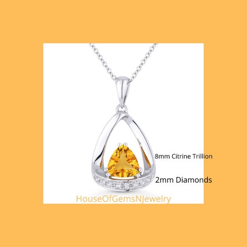 Citrine Trillion Pendant,Citrine Neckalce,Citrine jewelry,Pendant for her,gift for her,Anniversary Gift,Sterling silver Pendant,November Ge shops