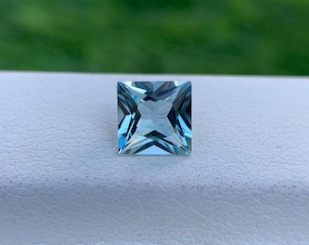 Naturlig himmelsblå akvamarin ädelsten: 6 mm prinsesslipad, 1 karat lös sten