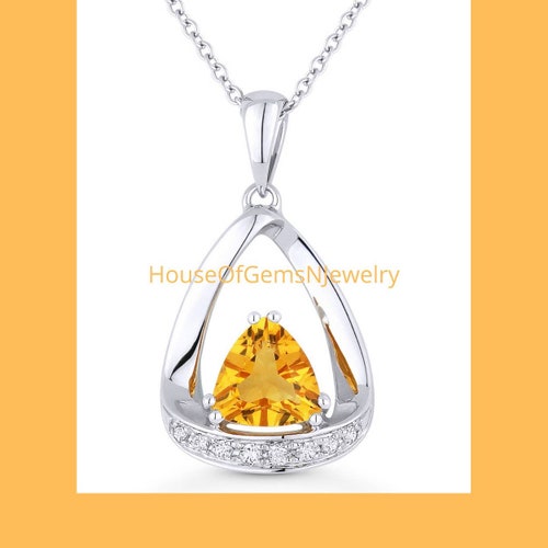 Citrine Trillion Pendant,Citrine Neckalce,Citrine jewelry,Pendant for her,gift for her,Anniversary Gift,Sterling silver Pendant,November Ge shops