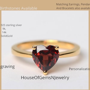 Hartring granaat granaat hanger en stekers 7 mm solitaire granaat ring januari geboortesteen granaat hart set in 925 sterlingzilver