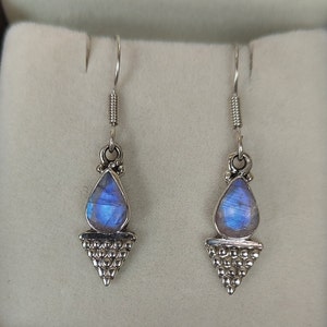 Labradorite Pear Drop Earrings Silver Labradorite Cut Earrings for Women Drops and Dangles Earwire Earrings Gifts for her