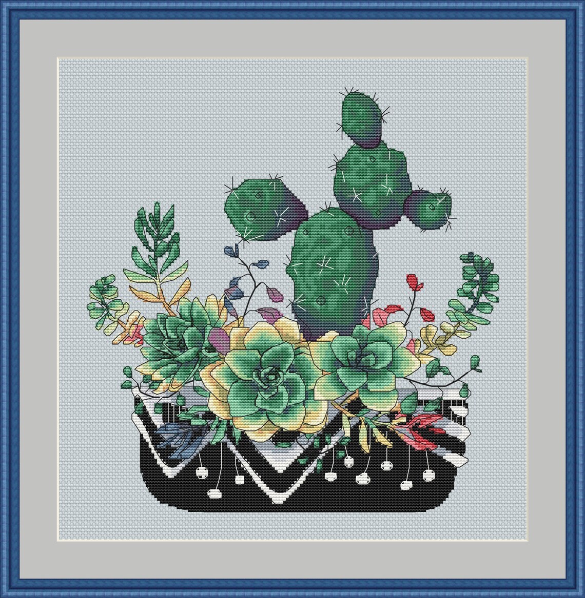 Succulents garden cross stitch Succulents in pot cross stitch Etsy