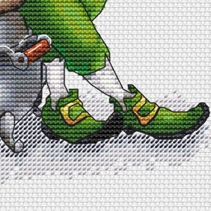 Leprechaun Gnome with Pot of Gold cross stitch pattern, Saint Patricks Day Leprechaun xstitch, Great Gift modern xstitch PDF download image 3