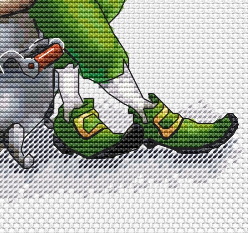 Leprechaun Gnome with Pot of Gold cross stitch pattern, Saint Patricks Day Leprechaun xstitch, Great Gift modern xstitch PDF download image 3