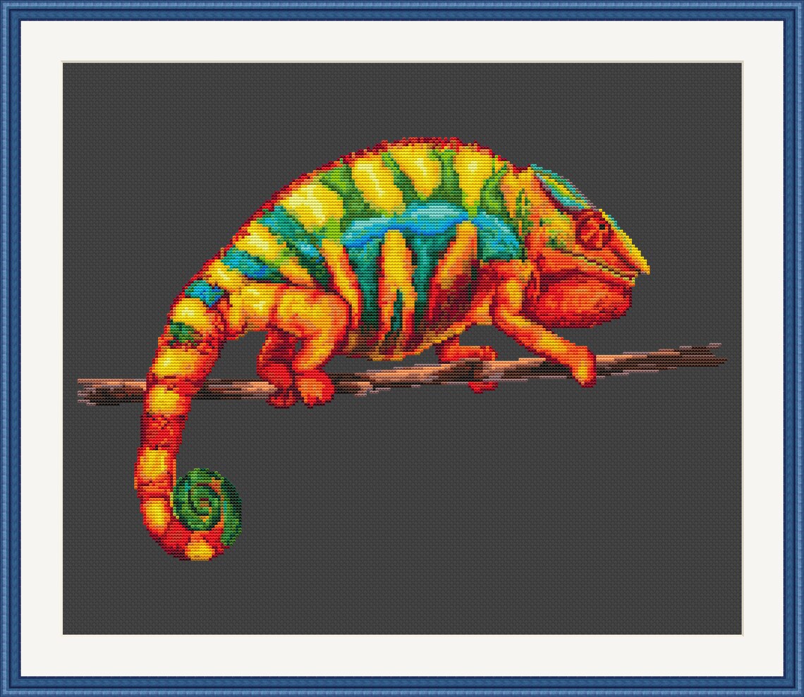 Colorful Chameleon Cross Stitch Pattern Rainbow Chameleon Etsy