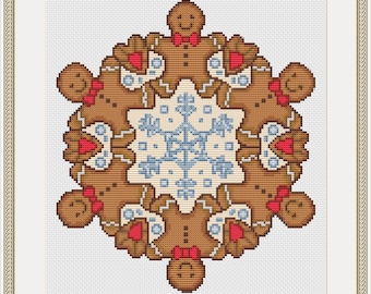 Christmas Ginger Cookie Mandala cross stitch pattern, Happy New Year pattern,Gingerbread  xstitch, Great Winter Holiday Gift modern xstitch