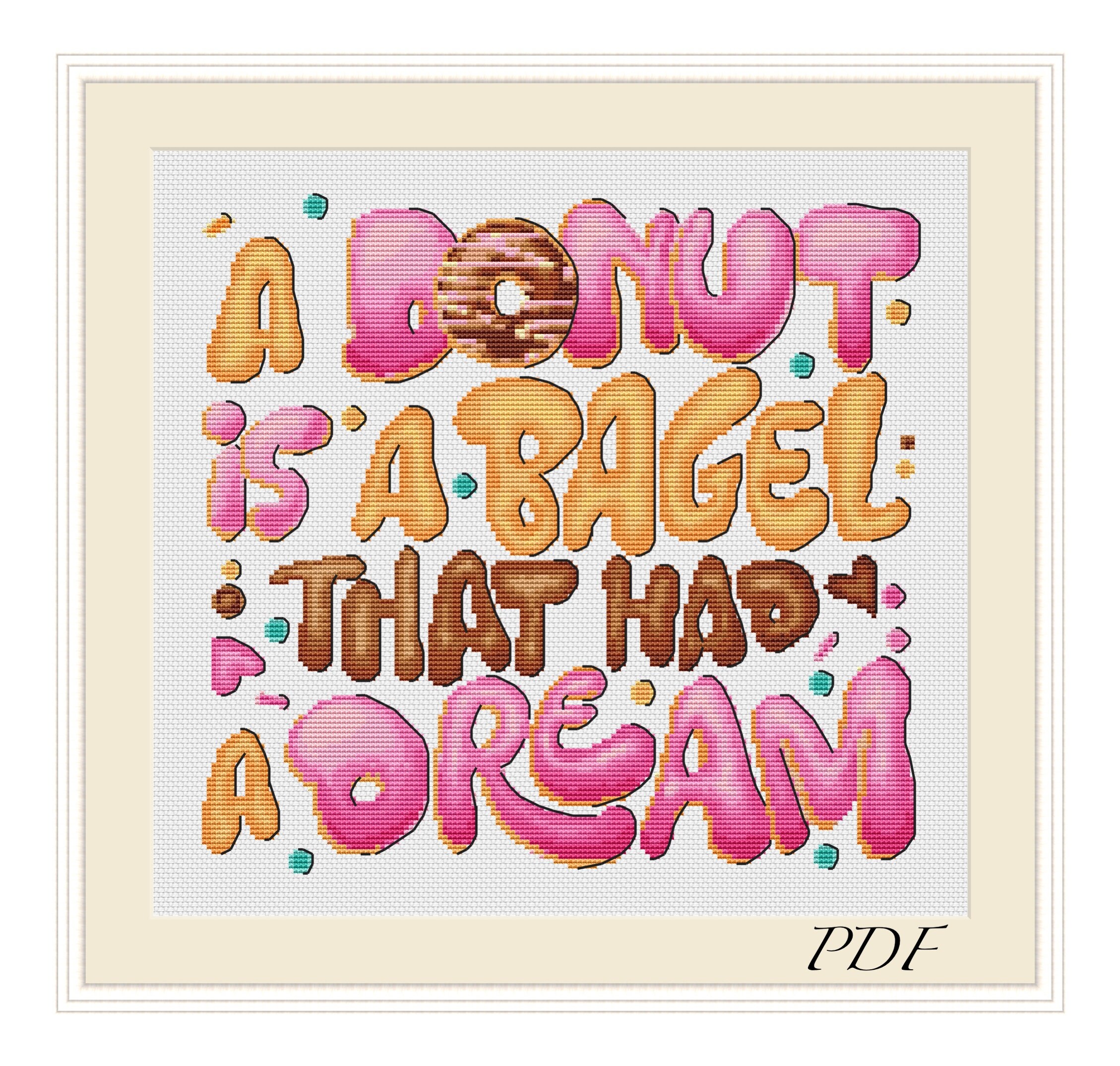 A Donut Is Bagel That Had A Dream Pattern Colorful Donut | Etsy Italia