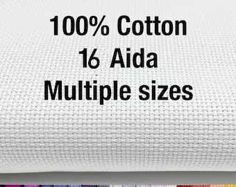Premium 16 Count Aida Cloth Elevate Your Stitching with Multiple Sizes 100% Cotton , White Fabric for Cross Stitch,Embroidery,Crafting