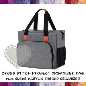 Cross Stitch Project Organizer Bag - Ultimate Solution to Organize Your Embroidery Supplies! Perfect Present Gift for Crafter Cross-Stitcher