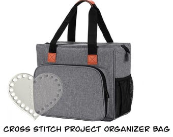 Cross Stitch Project Organizer Bag - Ultimate Solution to Organize Your Embroidery Supplies! Perfect Present Gift for Crafter Cross-Stitcher