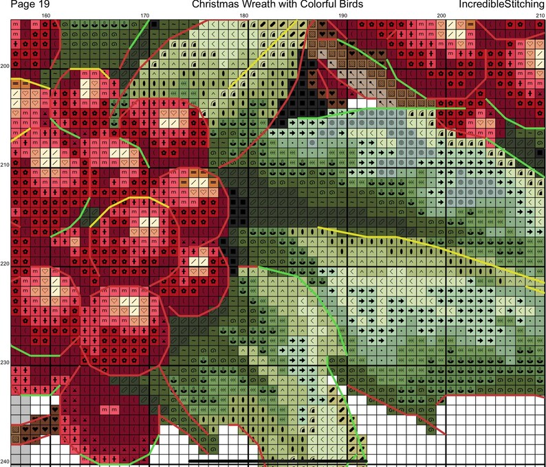 Christmas Wreath and Birds Cross Stitch Pattern Christmas Etsy