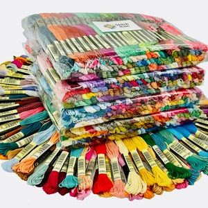 Complete Cross Stitch Tread Kit:447 Colors Mercerized Egyptian Cotton in Organizer Bag.Rainbow Colors Floss Gift Set. Present for Crafter