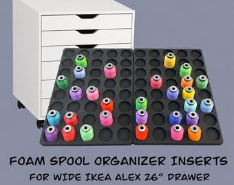 Wide IKEA Alex 26” Thread Storage System – Spool Organizer Inserts for Sewing, Embroidery & Quilting