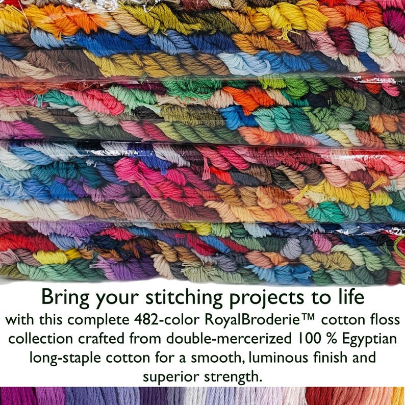 Embroidery Floss Set 482 Colors • DMC Compatible Thread Kit • Egyptian Cotton Floss • Full Cross Stitch Thread Set • Rainbow Floss Box image 2