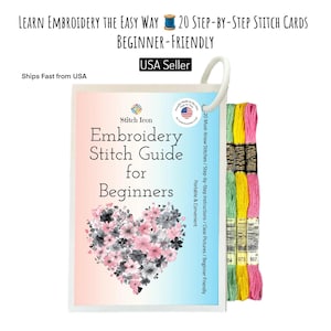 Learn Embroidery Stitches for Beginners – 20 Stitch Practice Cards with Floss – Step-by-Step Hand Embroidery Guide