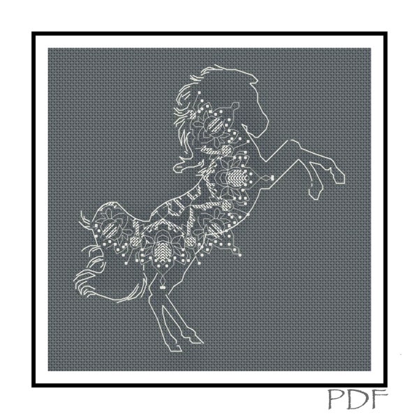 Horse in Lace Pattern - Lucky Horse cross stitch pattern, Animal cross stitch, Best gift for everyone PDF pattern - instant download!