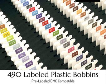 490 DMC Plastic Bobbins-490 Colors Ready Labeled Bobbins (NO floss included) 490 Labeled Plastic Bobbins, Perfect Present Gift for Stitchers