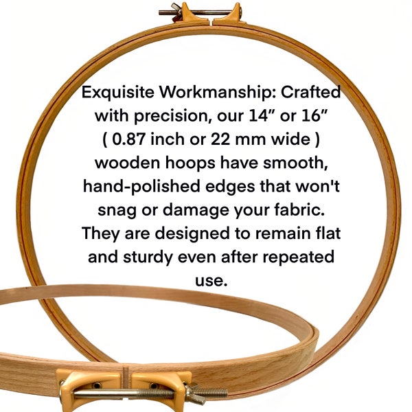 Premium Wooden 14"&16" Hoops, hand embroidery hoop for needlework and cross stitch,Gift art frame for stitching and display,Large Quilt Hoop