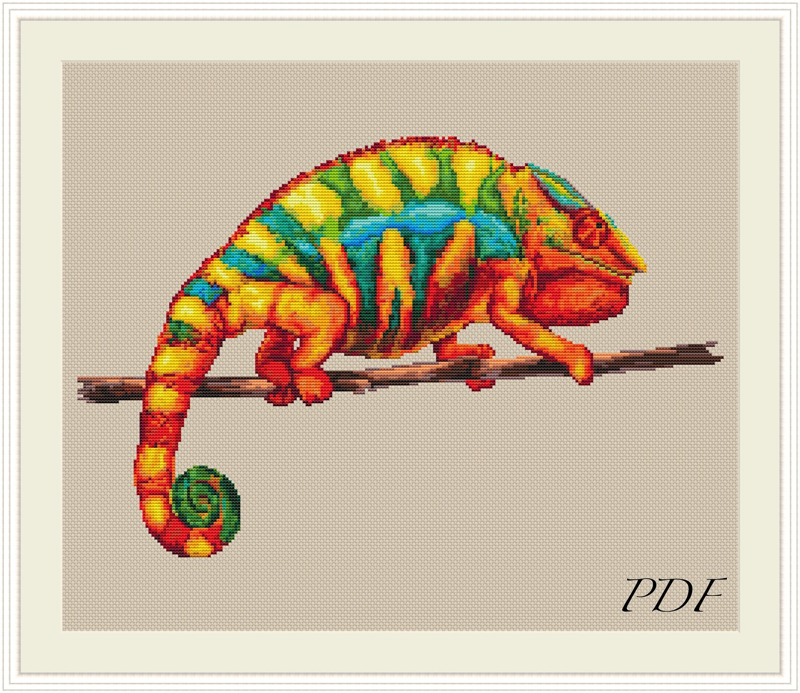 Colorful Chameleon Cross Stitch Pattern Rainbow Chameleon Etsy