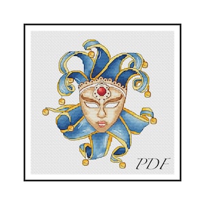 Venetian Mask cross stitch pattern,  Carnival Mask Xstitch, Great Gift for Everyone pattern - instant download!