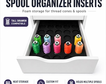 IKEA Alex 5-Drawer Thread Storage System – Foam Spool Organizer Inserts for Sewing, Embroidery & Quilting (Tall Drawer Compatible)