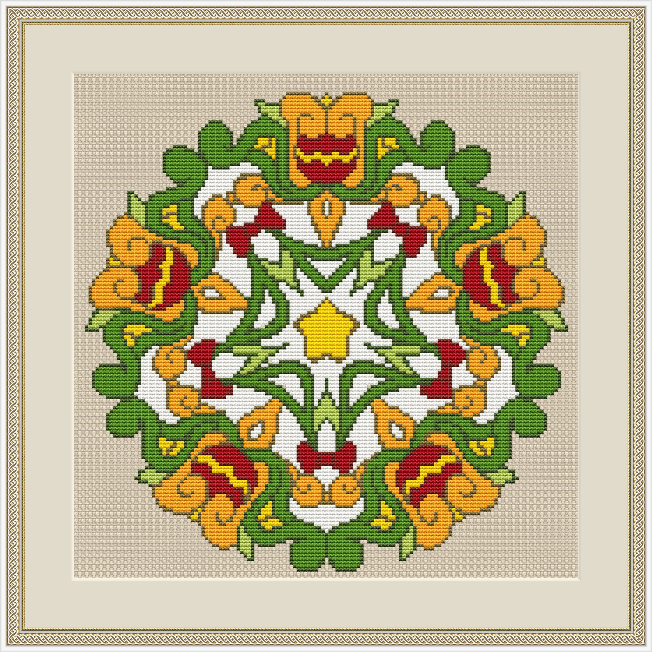 Colorful Mandala Cross Stitch Pattern Home Decor Mandala Etsy