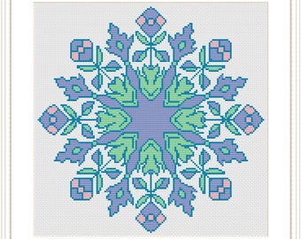 Colorful Mandala cross stitch pattern, Home Decor  xstitch, Great modern xstitch, Best Mandala Gift  ,Red and Yellow Ornament - PDF download