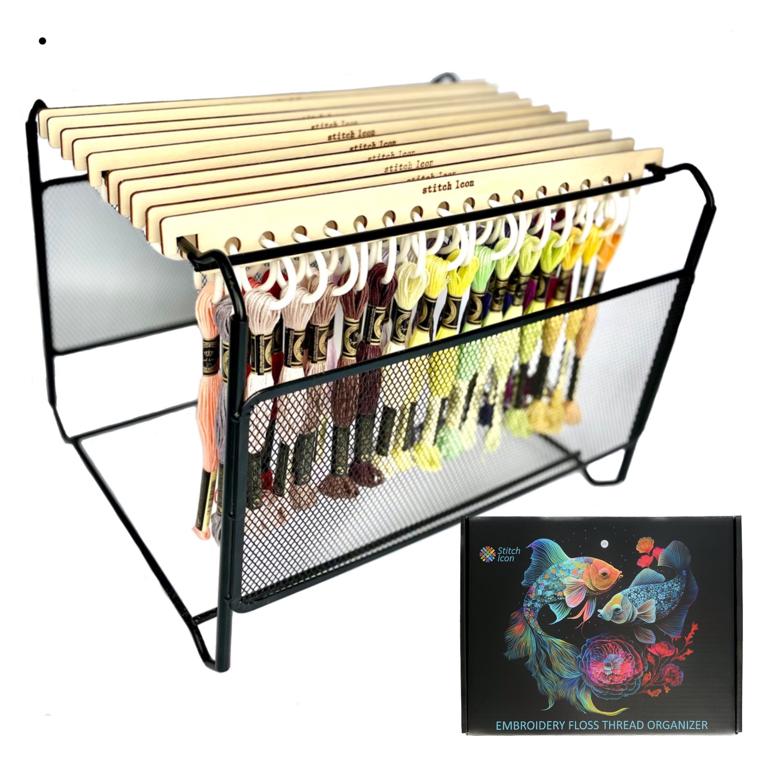 Embroidery Floss Thread Organizer, See-through Embroidery Thread Organizer  for 160 Skeins, Thread Storage, 10 Hangers for DMC Floss Storage 