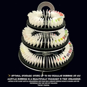 Clear Acrylic Floss Organizer: 3-Tier Bobbin Holder for 100-130 Colors, Best Present Gift for Cross-Stitchers and Embroiderers,Tread Storage