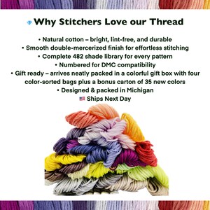 Embroidery Floss Set 482 Colors • DMC Compatible Thread Kit • Egyptian Cotton Floss • Full Cross Stitch Thread Set • Rainbow Floss Box image 6