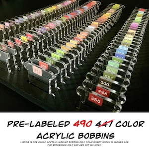 Pre-Labeled 490 Color Acrylic Bobbins:Perfect Gift for Cross-Stitch & Embroidery,490 Prelabeled Acrylic Bobbins-Durable 3mm Set Best Present