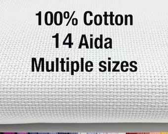 Premium 14 Count Aida Cloth Elevate Your Stitching with Multiple Sizes 100% Cotton , White Fabric for Cross Stitch,Embroidery,Crafting
