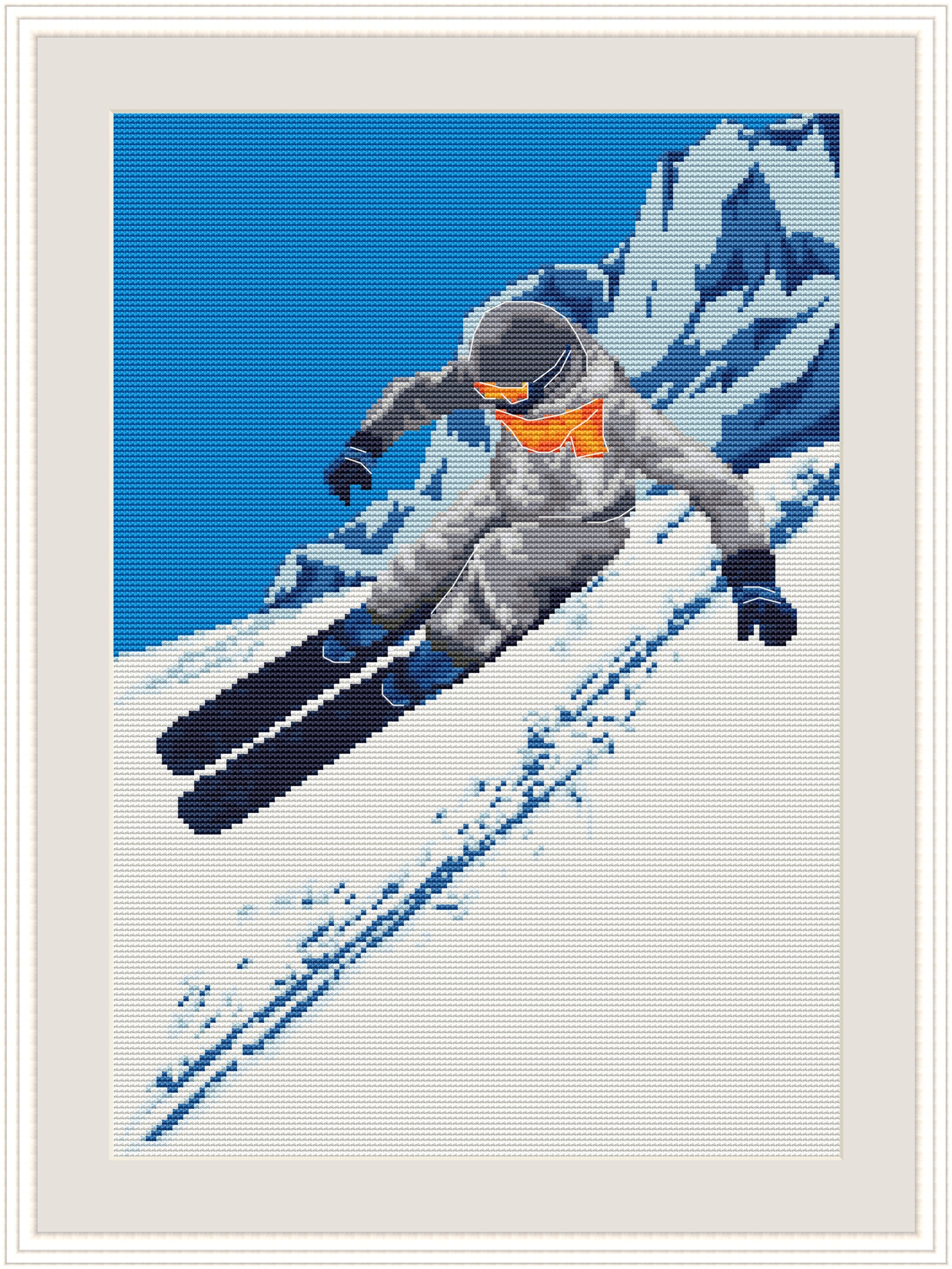 Skiing Cross Stitch Pattern, DYI Gift for Skier Xstitch, Winter