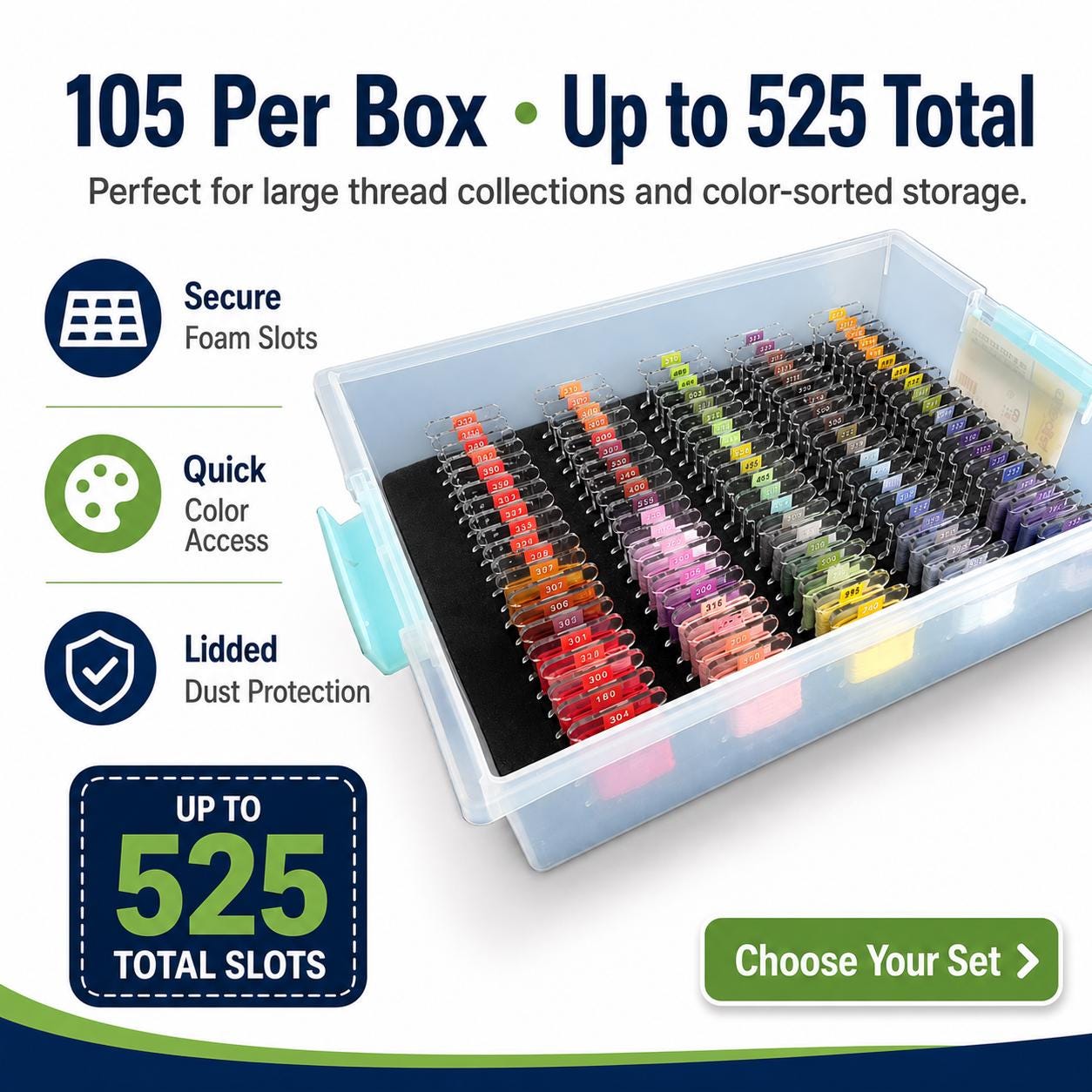 Embroidery Floss Storage Box With Foam Insert • Cross Stitch Bobbin ...