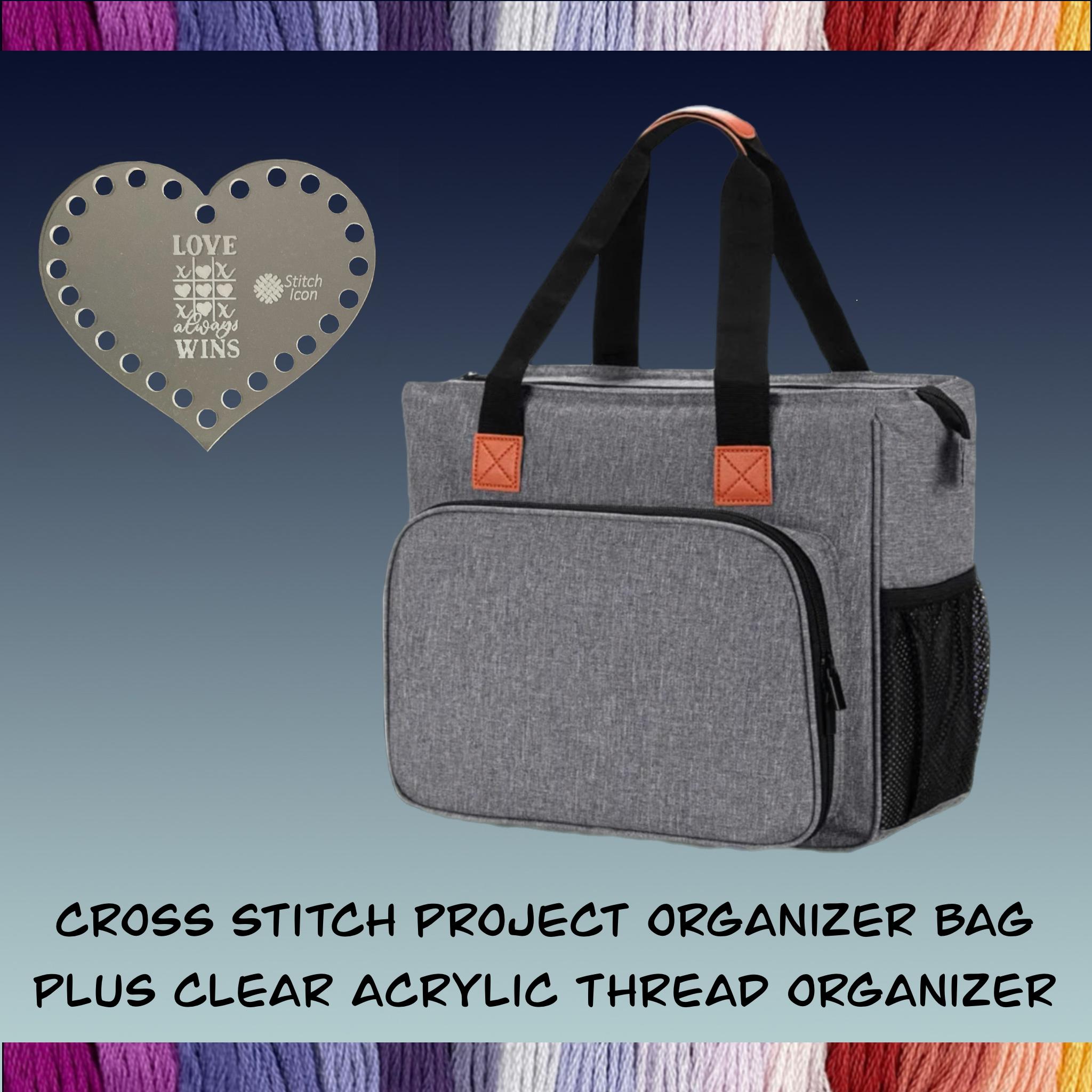 Cross Stitch Project Organizer Bag - Ultimate Solution to Organize Your Embroidery Supplies! Perfect Present Gift for Crafter Cross-Stitcher