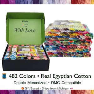 Embroidery Floss Set 482 Colors • DMC Compatible Thread Kit • Egyptian Cotton Floss • Full Cross Stitch Thread Set • Rainbow Floss Box image 8