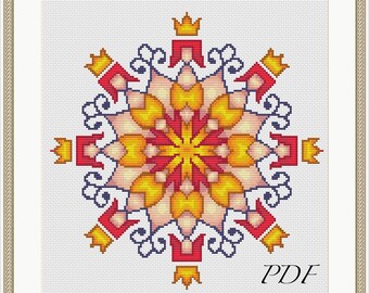 Colorful Mandala cross stitch pattern, Home Decor Mandala xstitch, Great modern xstitch, Best Mandala Gift Pattern - PDF download